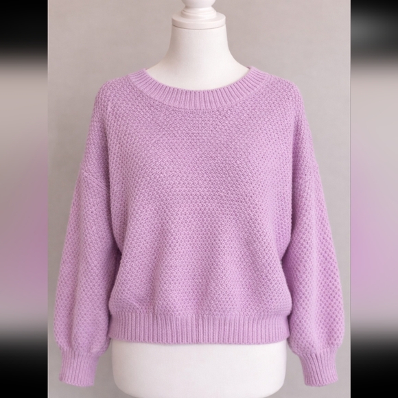 None Sweaters - Lavender Textured Knit Sweater | Cozy Spring Pastel | XXL | Relaxed Fit